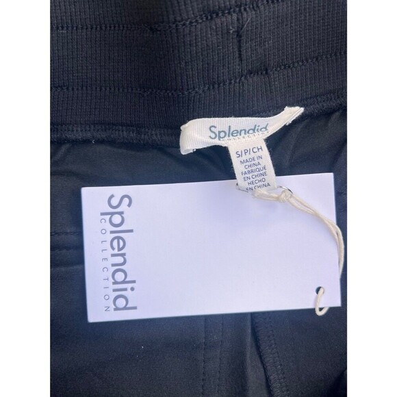 Splendid Faux Leather Joggers Womens Size Small Black Drawstring Cuffed Mob Wife - Picture 11 of 12